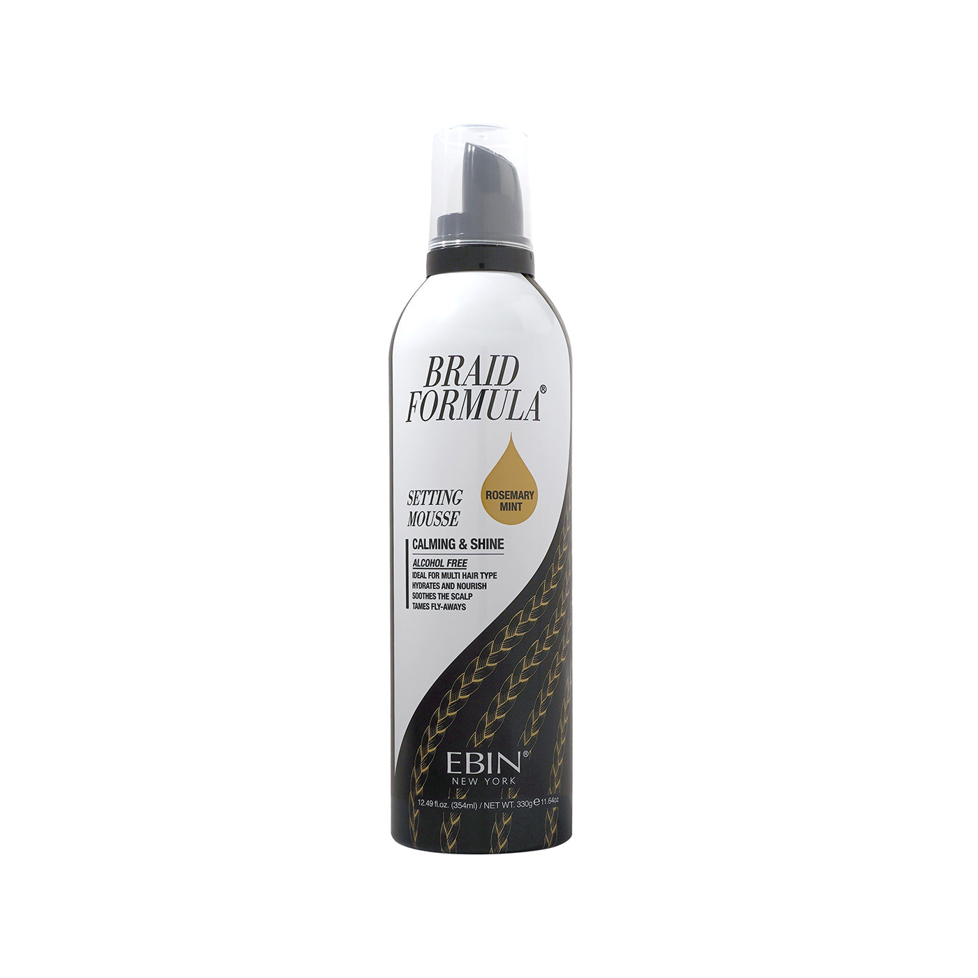 Braid Formula Setting Mousse Calming & Shine Rosemary Mint, 12.49 oz