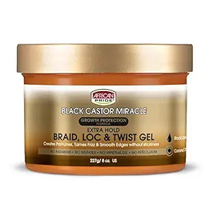 African Pride Black Castor Oil Braid, Loc & Twist Gel 8 OZ