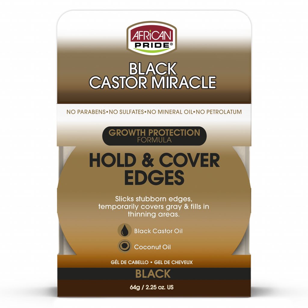 African Pride Black Castor Miracle Hold & Cover Edges Black 2.25 OZ