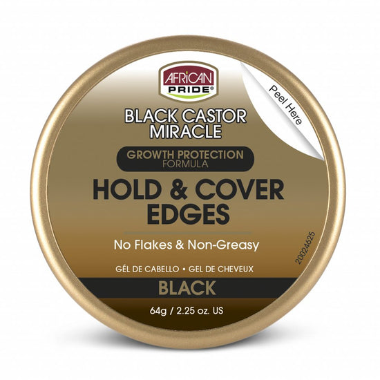 African Pride Black Castor Miracle Hold & Cover Edges Black 2.25 OZ