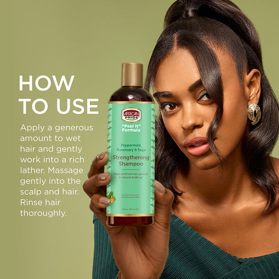 African Pride Peppermint Rosemary & Sage "Feel It" Formula Strengthening Shampoo, 12oz