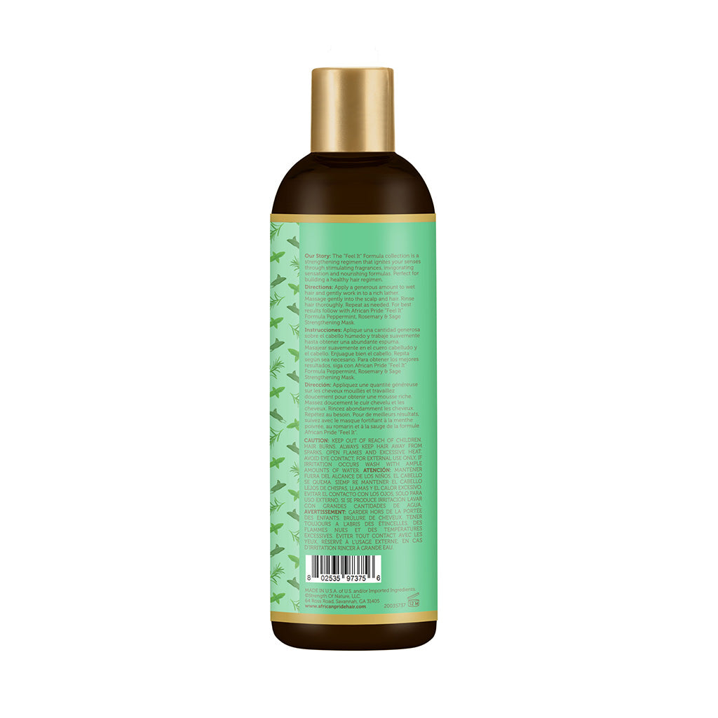 African Pride Peppermint Rosemary & Sage "Feel It" Formula Strengthening Shampoo, 12oz