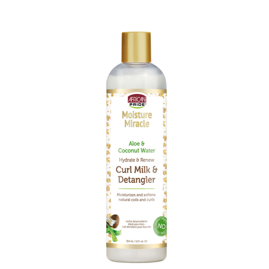 African Pride Moisture Miracle Aloe & Coconut Water Curl Milk & Detangler 12 FL OZ