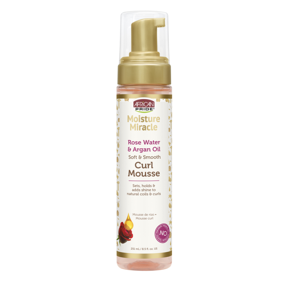 African Pride Moisture Miracle Rose Water & Argan Oil Curl Mousse 8.5 FL OZ