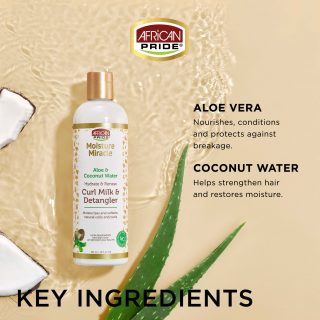 African Pride Moisture Miracle Aloe & Coconut Water Curl Milk & Detangler 12 FL OZ