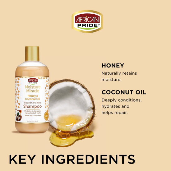 African Pride Honey & Coconut Oil Shampoo 12 OZ