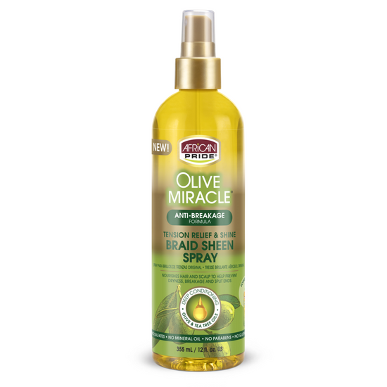 African Pride Olive Miracle Braid Sheen Spray Regular 12 OZ