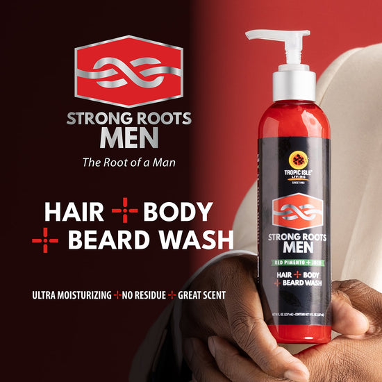 Strong Roots Men Beard + Hair + Body Wash, 8oz