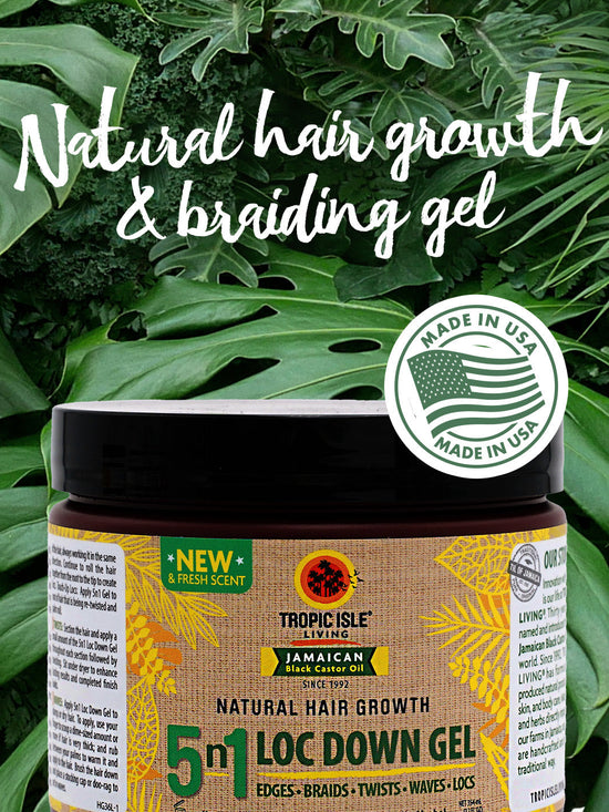 Tropic Isle Living Natural Hair Growth 5N1 Loc Down Gel, 12oz