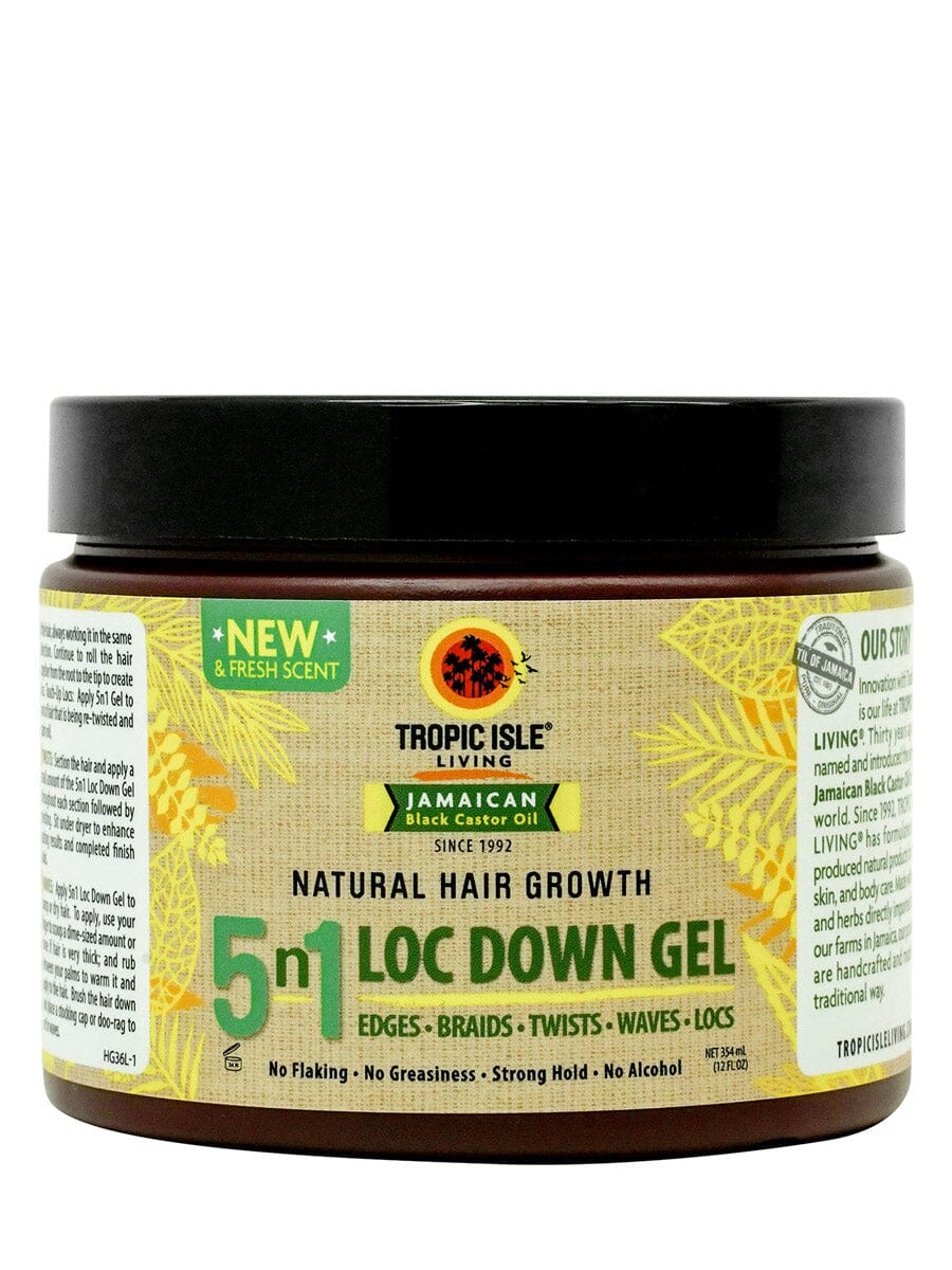 Tropic Isle Living Natural Hair Growth 5N1 Loc Down Gel, 12oz