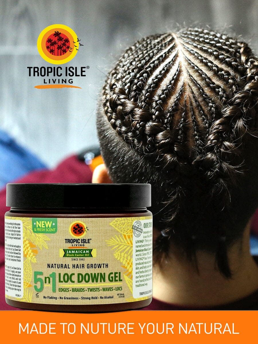 Tropic Isle Living Natural Hair Growth 5N1 Loc Down Gel, 12oz