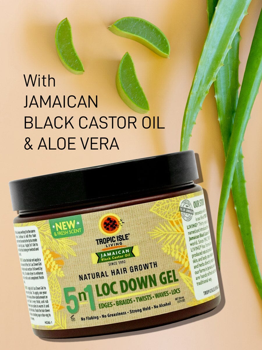 Tropic Isle Living Natural Hair Growth 5N1 Loc Down Gel, 12oz